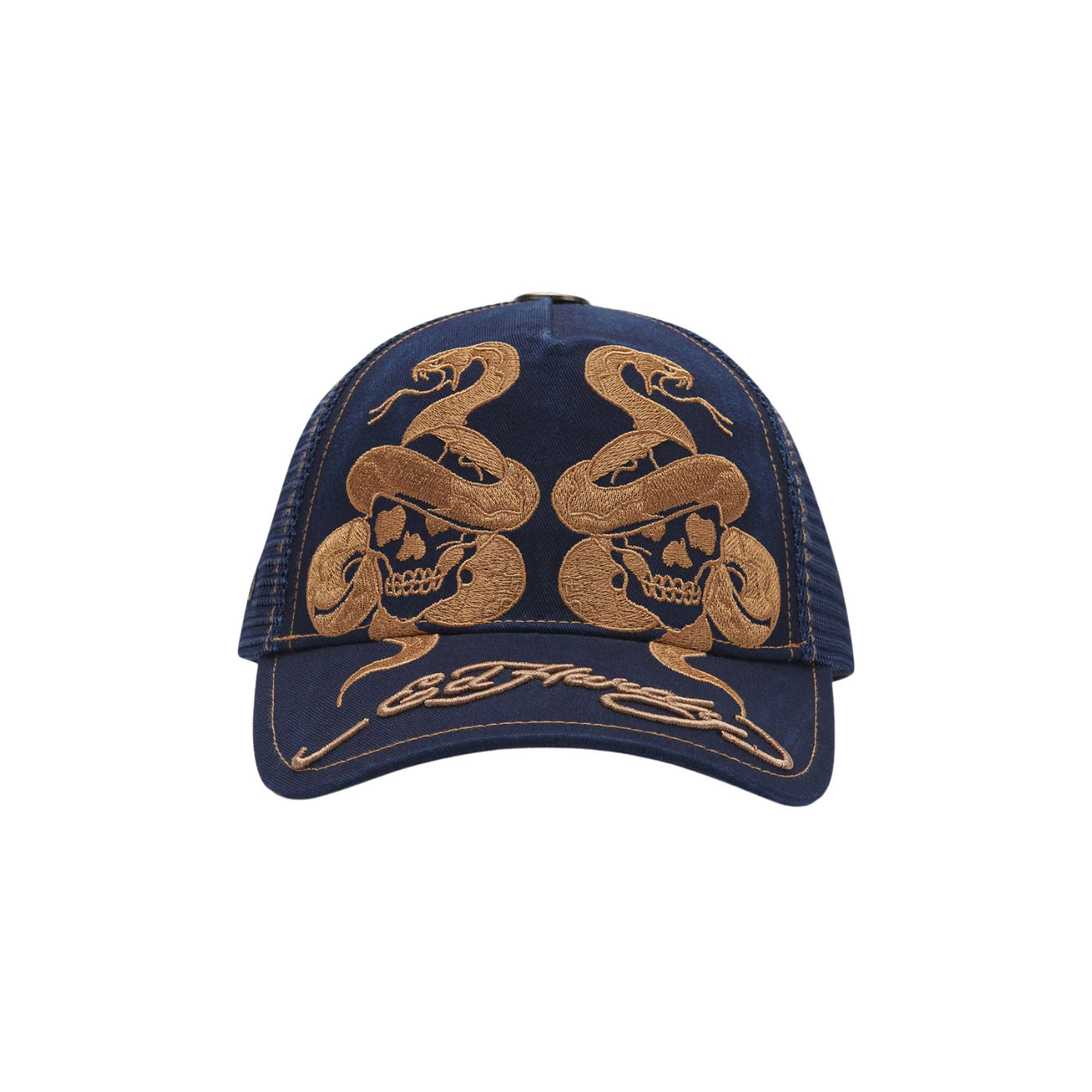 Boné Ed Hardy Skull And Snakes 6 Panel Trucker Azul