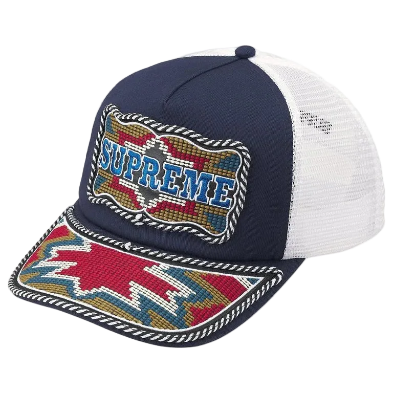 Boné Supreme Western Embroidered Mesh 5-Panel Azul